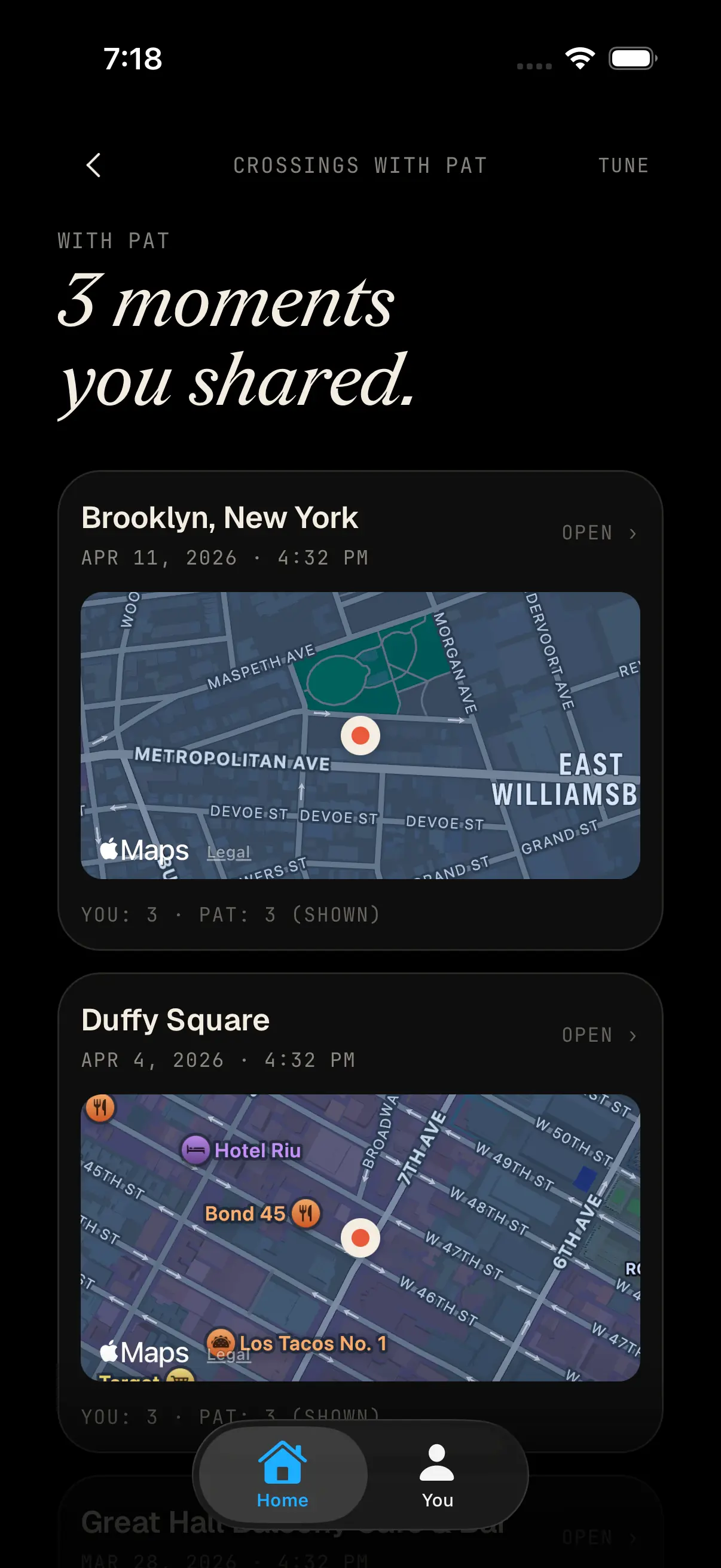 Timeline screen